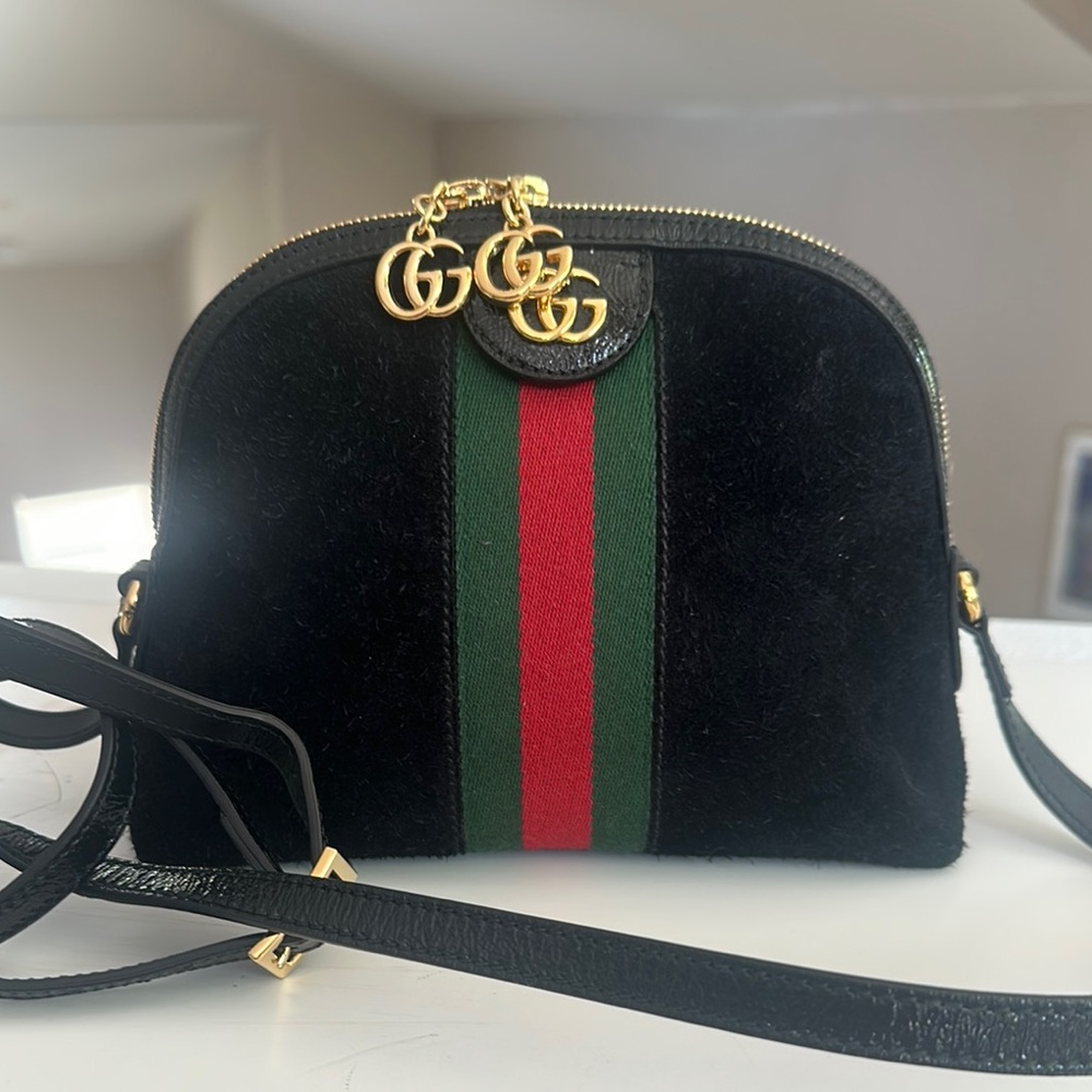 Beautiful Gucci Ophidia black suede Crossbody bag - Picture 3 of 15